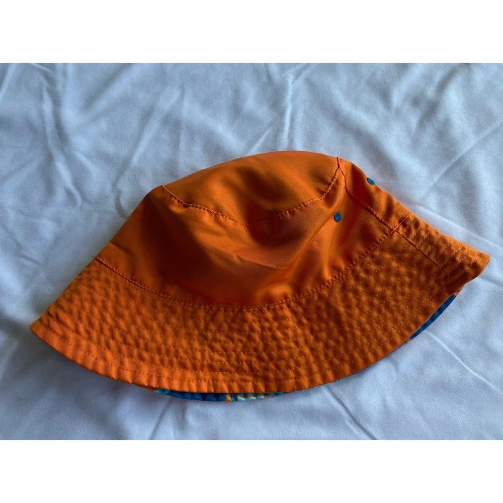 UVSkinz Boys Reversible Shark Print Beach Bucket Hat Size S Orange Blue